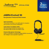 Jabra Evolve2 50 Stereo Wired & Bluetooth Connectivity ANC Headphone UC USB C