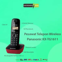 Telepon Wireless Panasonic KX-TG1611 - Telepon Wireless Rumah Kantor - Red Black red