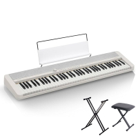 『CASIO 卡西歐』時尚風標準76鍵電子琴 CT-S1-76含雙叉架、琴椅 白色款 / 公司貨保固