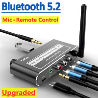 HIFI Bluetooth 5.2เครื่องรับสัญญาณเสียง DAC Coaxial Digital To og Converter 3.5มม. AUX RCA Mic U Disk แจ็คสเตอริโอไร้สาย Adapter