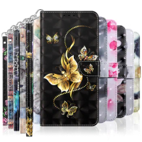 For Samsung Galaxy S23 Ultra Case 3D Painted Flip Phone Case For Funda Samsung S 23 S23Ultra S23 Plus Leather Card Cover Coque
