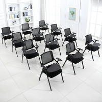 折疊培訓椅帶寫字板椅子辦公室職員開會議椅帶桌板學生課桌椅一體 全館免運