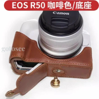Leather Camera Half Case Retro PU Base Grip for Canon EOS R5 R6 R7 R8 R10 R50 Protective Cover Camera Bags