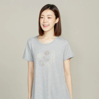 【YVONNE 以旺傢飾】法國麵包網印短袖洋裝(迷霧灰)