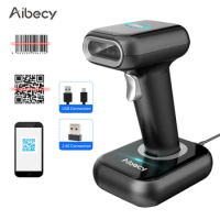 Aibecy Barcode Scanner 1D/2D/QR Code Scanner 2.4G Wireless USB Wired Bar Code Reader with Multi-Functional Base for Supermarket