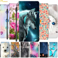 Leather Case For Realme 11 Pro Plus Luxury Card Wallet Flip Cover For Realme 11 5G 4G Pro+ Phone Cases Wolf Book Stand Bags Cats