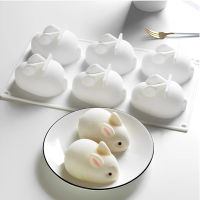 【HATSU】六連小兔造型模具(矽膠模具 嬰兒蒸糕 輔食 烘焙 蛋糕 甜點 巧克力 擴香石 蠟燭 手工皂 diy)