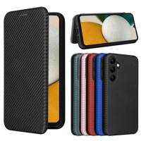 For Samsung Galaxy A34 5G Carbon Fiber Flip Leather Case For Samsung A34 GalaxyA34 Business Magnetic Wallet Card Slot Slim Cover