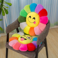Colorful Sunflower Petal Plush Toy Floor Stand Cushion Doll Expression Waist Rely on Doll Throw Pillow