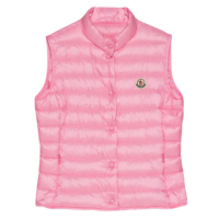 【MONCLER】女款 品牌LOGO 粉色按扣羽絨背心(1號USA-S、2號USA-M、3號USA-L)