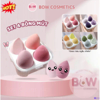 [Hoả Tốc] Set 4 Bông Mút Trang Điểm, Mút Hình Giọt Nước Kèm Hộp Trong Suốt Mút Trứng Makeup misty  l