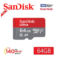 SanDisk 晟碟 (全新升級版) 64GB Ultra microSDXC UHS-I A1 記憶卡 (最高讀速140MB/s 原廠10年保固)