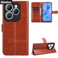 Skinlee Flip Case For Infinix Hot 40 Pro Card Slot Bag Stand Magnetic Leather Cover Funda For Infinix Hot 40 Wallet Shell