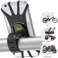 Bicycle Motorcycle Silicone Mobile Phone Holder Stand 360° Rotatable Riding Cycling Bicycle Bike Smart Phone GPS Support Bracket