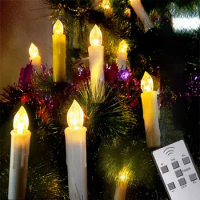 10Pcs Flameless LED Candles Battery Operated Christmas Tree Decoration Light with Clips for Stick Candlestick Wreath