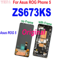 6.78" Original For Asus ROG Phone 5 ROG 5 Pro LCD Display Touch Screen Digitizer Frame For ROG 5S Pro 5 Ultimate ZS673KS LCD