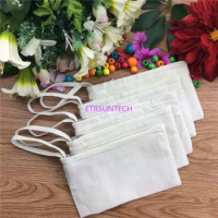White/Beige blank canvas zipper Pencil cases pen pouches cotton cosmetic Bags makeup bags Mobile phone clutch bag organizer