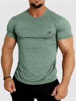 Gymshark  New Sports Compression Shirt Quick-Dry Fitness Short Sleeve Running Training Top T Mens T-