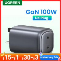 UGREEN UK Plug GaN 100W 65W Fast Charger for Macbook tablet Fast Charging for iPhone Xiaomi USB Type C PD Charge for iPhone 14