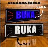 Lampu Neon Sign / Neon Box Mini Penanda BUKA / Lampu Penanda Usaha Tulisan Nyala Siap Pakai