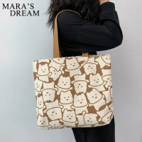 Mara's Dream Canvas Bags Handbag for Women Shopper Tote Bag Fashion Bag Japanese Style Cartoon Cute Bear Small Eco Shoulder Bag