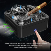 USB Rechargeable Ashtray Portable Smokeless Ashtray Secondhand Smoke Air Filter Purifier Home Office Car Holder