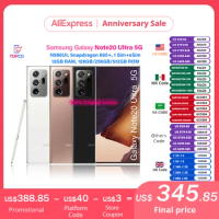 Samsung Galaxy Note 20 Ultra 5G Note20 N986U1 128G/256G/512GB Octa Core Snapdragon 865+ 6.9" 12GB 108MP&amp;Dual 12MP CellPhone eSim