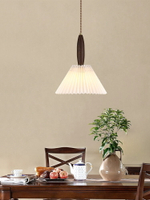 中古vintage餐桌餐廳吊燈創意個性美式復古胡桃木色百褶單頭吊燈