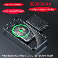 New Magnetic Wireless Charger 80000mAh Power Bank Fast Charging Portable External Auxiliary Battery Pack for iPhone 13 14 15 Pro