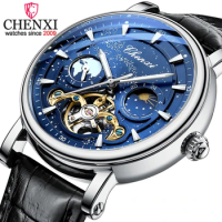 CHENXI New Men's Automatic Watches Top Brand Mechanical Leather Strap Wrist Watch Waterproof Men Luminous Quartz Fashion Clock