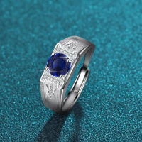 Cincin Pria Terbaru Moissanite Ring Sterling Silver 925 Mahkota Batu Permata Moissanite 1.0 CT Perhi