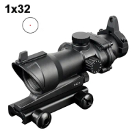 1X32 Red Green Dot Sight 3-4 MOA Illuminated Optical Hunting Rifle Scope Fit 20mm Rail for Tactical Airsoft Rifle Hunting Sniper