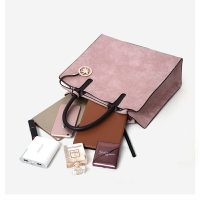 3PCS Women's Bag Set Fashion PU Leather Ladies Handbag Soli