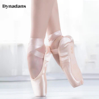 Dynadans Girls Ballerina Ballet Pointe Shoes Pink Women Satin Professional Ballet Shoes for Dancing