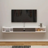 63'' Wall Mounted TV Cabinet, Floating Shelves with Door, Modern Entertainment Media Console Center Large Storage TV Bench