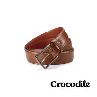 【Crocodile】鱷魚皮件 休閒皮帶推薦 打洞真皮皮帶 中性皮帶 35MM-0102-35010-咖啡(男女適用 送