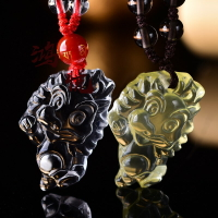 天然白水晶黃水晶生肖馬情侶項鏈掛墜簡約不褪色小豬寶寶款飾品