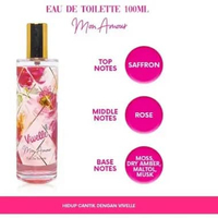 VIVELLE Eau De Toilette Designer Parfum Glass 100 ml - Halal & BPOM Certified Mon Amour