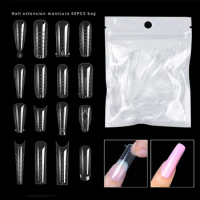 60pcs Extension False Nails Art Tips Acrylic Fake Finger UV Gel Polish Mold Sculpted Full Cover Press on Manicures Supplies Tool