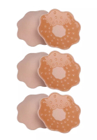 Kiss &amp; Tell 3 Packs Nipple Cover Pads Flower in Nude Nubra Invisible Reusable Adhesive Stick on Wedding Bra 隐形聚拢胸胸貼