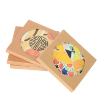 50pcs Kraft Paper Coaster Packaging Box With Window DIY Gift Boxes for Ceramic Cup Mat Mug Pad Packaging