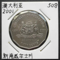 Australia 2001 Commemorative Coin Federal Centennial New South Wales 50 Cents Foreign Old Coins
