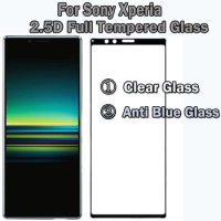50pcs 2.5D Full Cover Clear &amp; Anti Blue Tempered Glass For Sony Xperia 1 II 10 III 5 IV VI Screen Protector