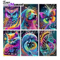 Diamond Painting With Special Drills AB Crystal Glow-in-the-Dark Stone AI Generated Colorful Animal Owl Butterfly Art ASF2768