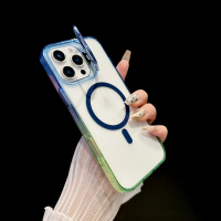Sarung Pemegang Lensa Magnetik Lutsinar Bergradasi untuk iPhone 16 /15/14/13 Pro Max Tahan Kejutan i
