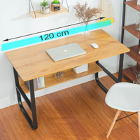 威瑪索 多功能DIY組裝電腦工作桌/U字桌-附層板收納桌-梨木色-寬120cm