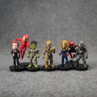 Q Version The Avengers Iron Man Hulk Black Widow Spider-Man Thanos Action Figure Joints Movable Doll Desktop Ornaments Kids Gift