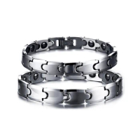 Couple Tungsten Bracelets for Men Women Hematite Health Energy Chain Link Lovers Wristband Magnet Jewelry Benefits Waterproof