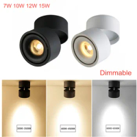 Dimmable 7W 10W 12W 15W Surface Mounted LED Downlight Spot Light 360 angle revolve Dimmable LED Downlight AC85-265V + LED Driver