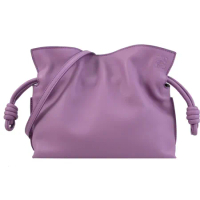 LOEWE Mini Flamenco 小牛皮束口磁釦斜背包.粉紫